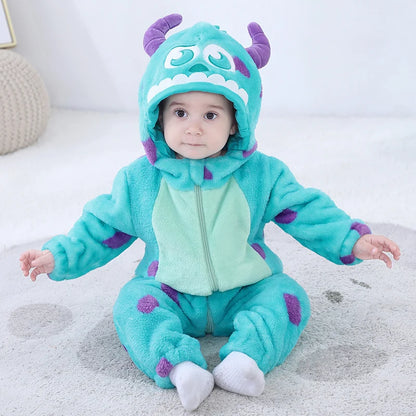 Anime Bear Baby Girl Boy Clothes Romper Lovely Infant Baby Onesie Bodysuit Newborn Zipper Hooded Flannel Cosplay Jumpsuits