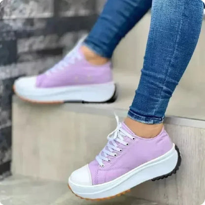 Solid Color Lace-Up Canvas Shoes