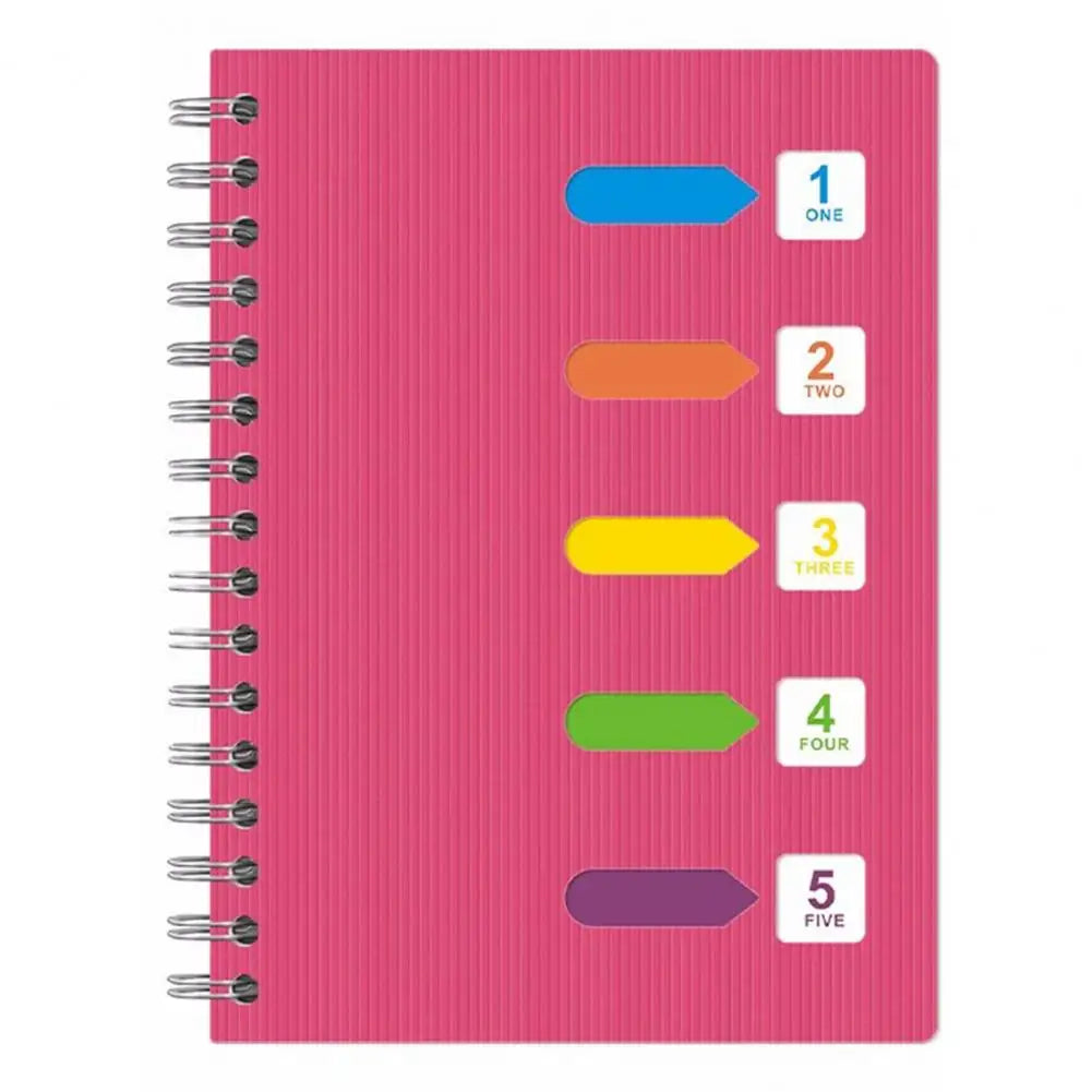 Student Notebook Premium A5/b5 Spiral Notebook with Dividers Thickened Pages for Smooth Writing 5 Subject Coil Ring Office