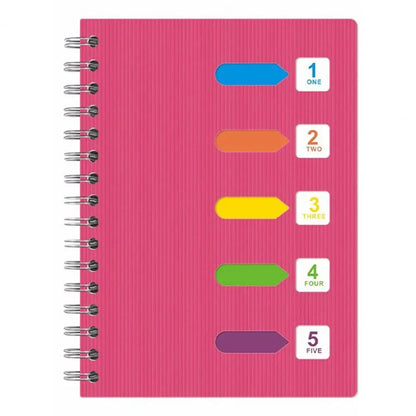 Student Notebook Premium A5/b5 Spiral Notebook with Dividers Thickened Pages for Smooth Writing 5 Subject Coil Ring Office