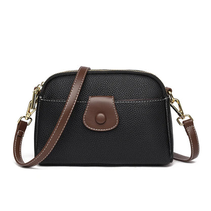 Luxury Designer Messenger Bag High Quality Genuine Leather Women's Solid Color Shoulder Bag Button decoration Cross Body Package