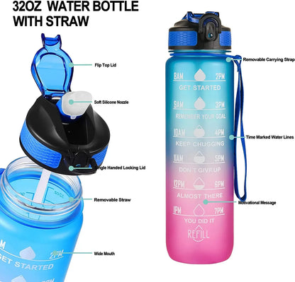 1 Liter Water Bottle Motivational Sport Water Bottle Leakproof Bottles Drinking Outdoor Travel Gym Fitness Jugs For Kitchen Cups