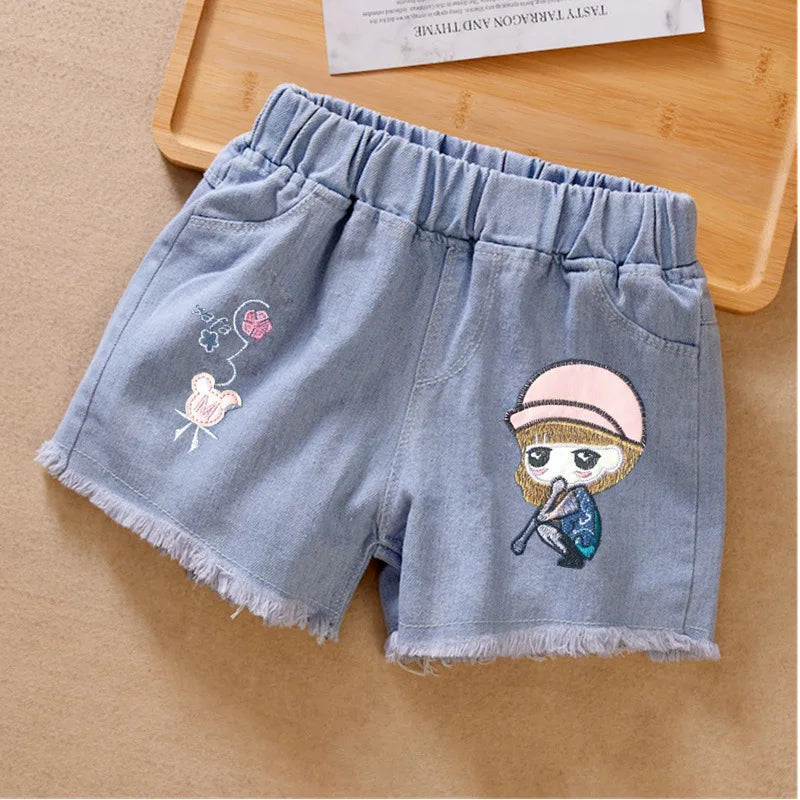 New Girls Denim Shorts Summer Kids Girl Hot Pants Clothing Baby Casual Jean Shorts 4 6 8 10 12 14 Year