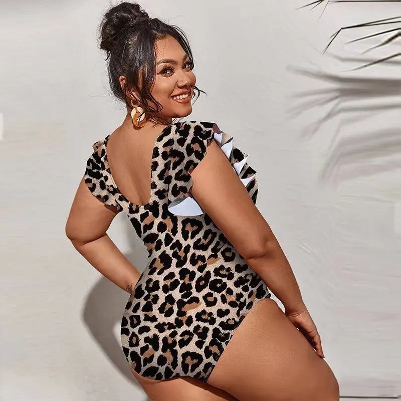 Floral Plus Size Bikini Women Leopard Printed Swimwears High Waist Sexy Fashion Beachwear Spring Summer Female Swimsuit