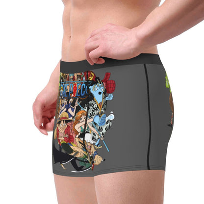 Best One Collage Collection Poster Man's Boxer Briefs Luffy Highly Breathable Underpants Top Quality Print Shorts Birthday Gifts