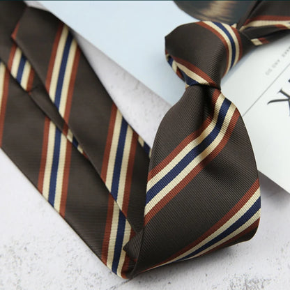 New Trendy Striped Neckties For Men Formal Silk Tie Polyester Jacquard Skinny Neck Tie Wedding Corbata 8cm Gravata Luxury Ties