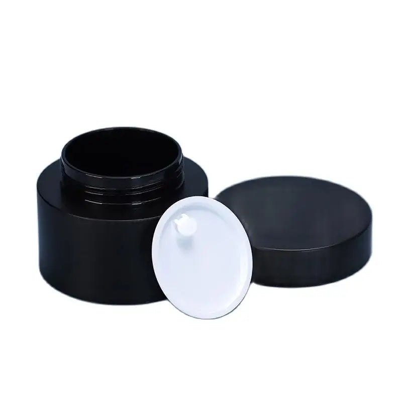 20Pcs Matte Black Skincare Face Cream Pots White Cosmetic Jar PET 30G 50G 100G Refillable Bottle Plastic Containers With Lids