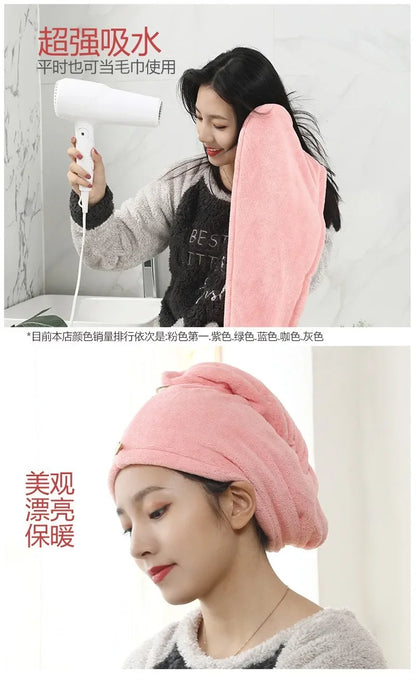 Dry Hair Hat Woman Absorbent Quick Dry Wipe Hair Towel Long Hair Cute Shower Cap Bathroom Accessories Quick Dry Towel