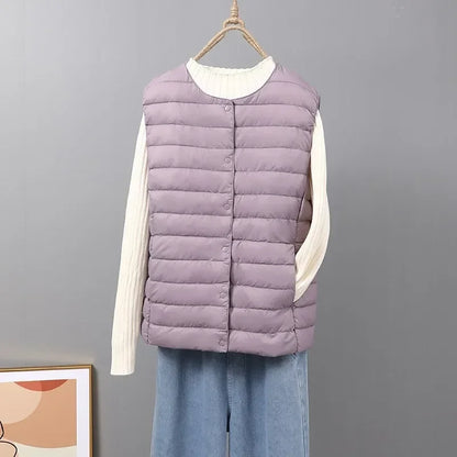 2024 New Spring Autumn Fashionable Outerwear Warm Vests Light Down Women Waistcoat Portable Warm Sleeveless Liner Casual