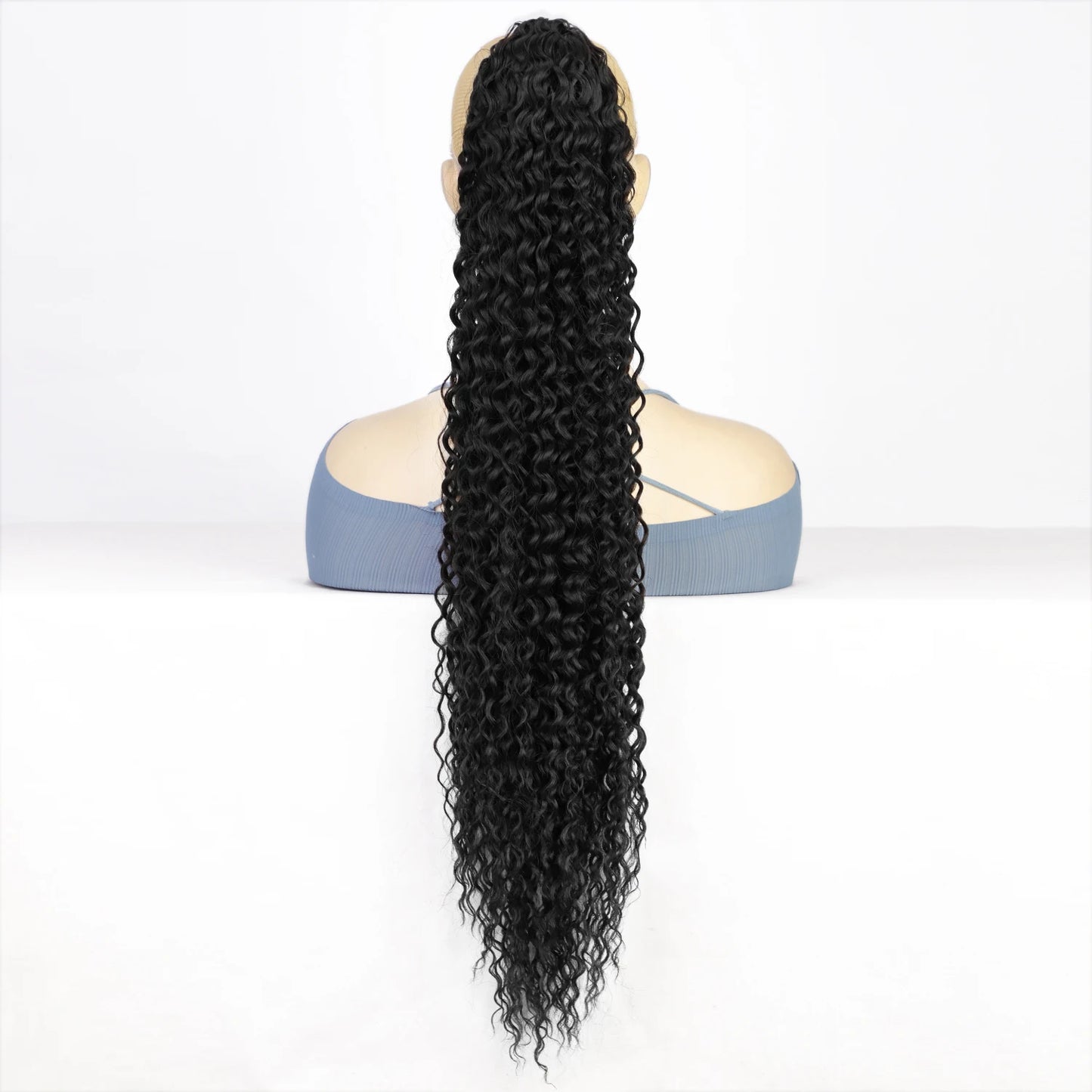 Long Deep Curly Drawstring Ponytail for Women Synthetic Ombre Curly Wave Ponytail Extensions Kinky Curly Hairpiece Horse Tail