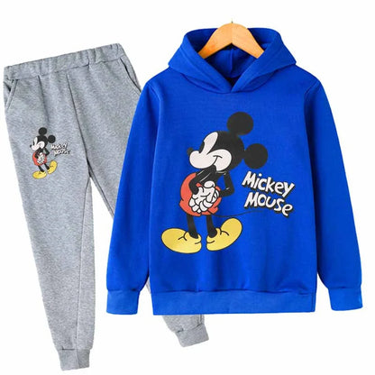 Mickey Minnie Mouse Girls Suit Kids Long Sleeve Cartoon Hoodies+Long Pants 2pcs Set Child Sports Clothing Casual Girls Outfits