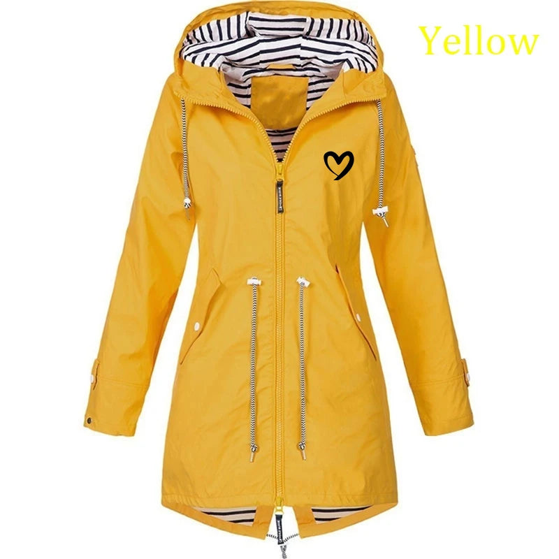 Autumn & Winter Women Outdoor Waterproof Rain Jacket Running Coat Jackets Climbing Hooded Sleeve Hooded Windbreaker Jacket