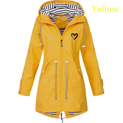 Autumn & Winter Women Outdoor Waterproof Rain Jacket Running Coat Jackets Climbing Hooded Sleeve Hooded Windbreaker Jacket