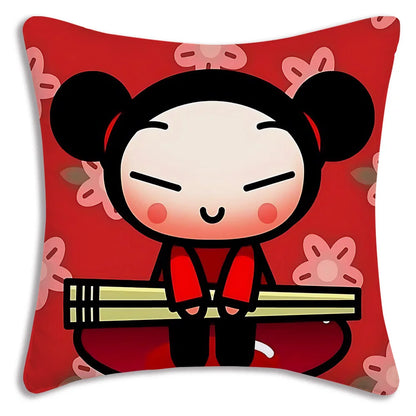 Pillow Covers Cartoon Kawaii Pucca Anime Manga Sofa Decorative Home Double-sided Printing Short Plush Cute Cushion Cover