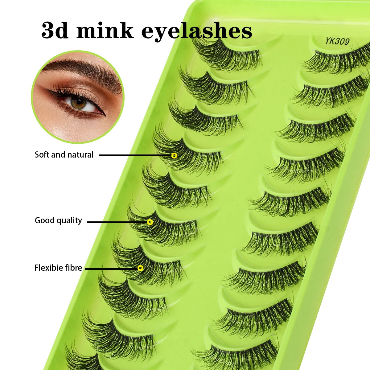 YSDO 3/10 Pairs Cat Eye Lash Wispy Half Lashes Natural False Eyelashes Extensions Fluffy Volume 3D Mink Lashes Makeup Faux Cils