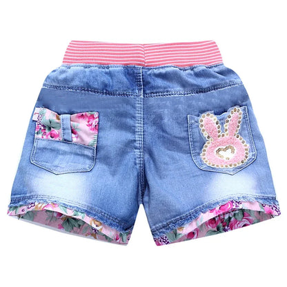 Kid 2025 Summer Denim s For Fashion Girl Princess Jeans Children Pants Shorts Flower Girls Clothing