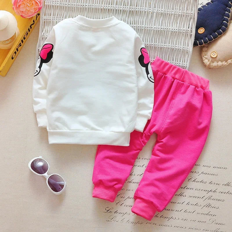 Baby Girls Minnie Mickey Clothing Set Children Spring Autumn 3Pcs Sets Hooded Jacket Coat Vest Pants Suits Kids Cartoon Clothes