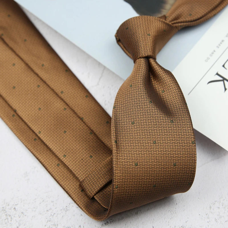 New Trendy Striped Neckties For Men Formal Silk Tie Polyester Jacquard Skinny Neck Tie Wedding Corbata 8cm Gravata Luxury Ties