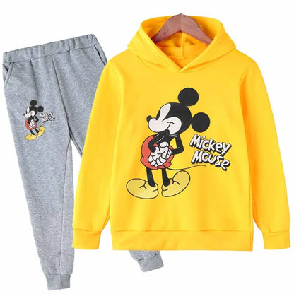 Mickey Minnie Mouse Girls Suit Kids Long Sleeve Cartoon Hoodies+Long Pants 2pcs Set Child Sports Clothing Casual Girls Outfits