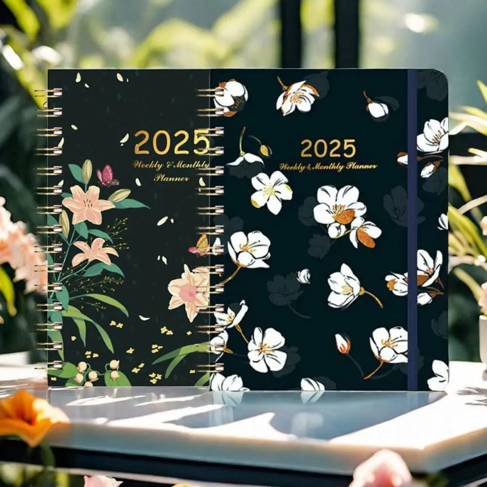 A5 2025 Planner Notebooks 140 Pages Paper 12 Months Planner Notebook Elastic Band Design Thicken 365 Days Notepad Student