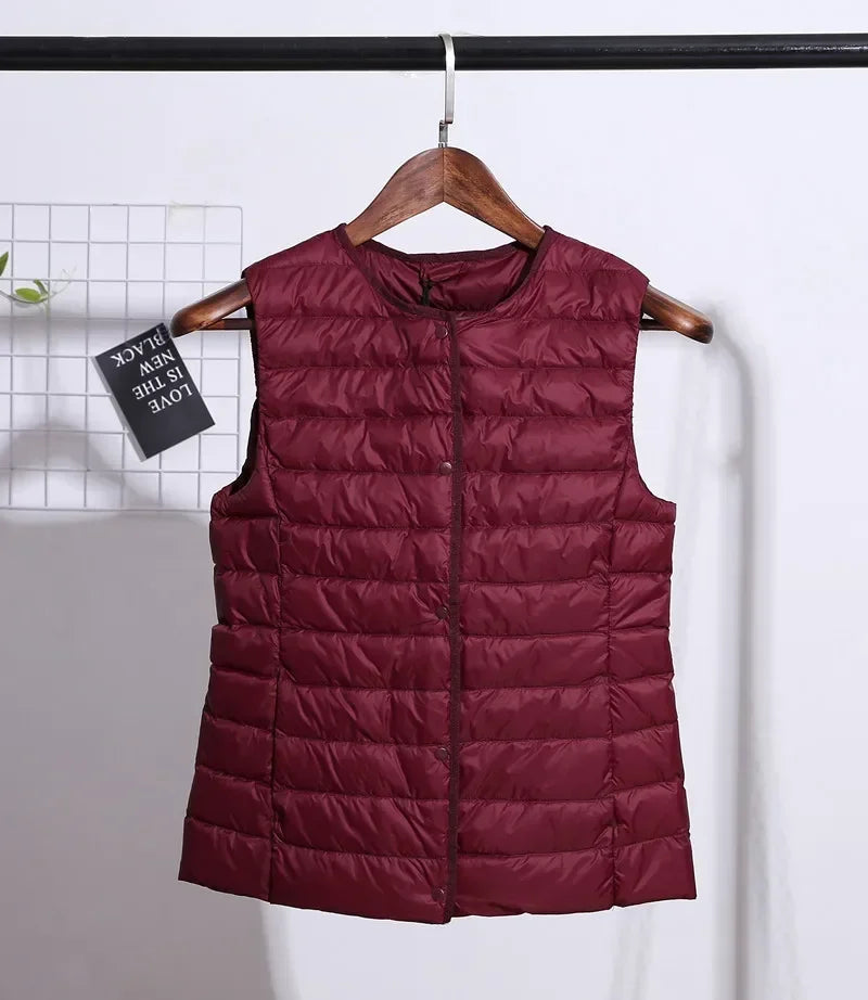 2024 New Spring Autumn Fashionable Outerwear Warm Vests Light Down Women Waistcoat Portable Warm Sleeveless Liner Casual