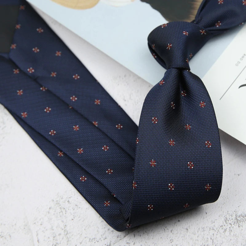 New Trendy Striped Neckties For Men Formal Silk Tie Polyester Jacquard Skinny Neck Tie Wedding Corbata 8cm Gravata Luxury Ties