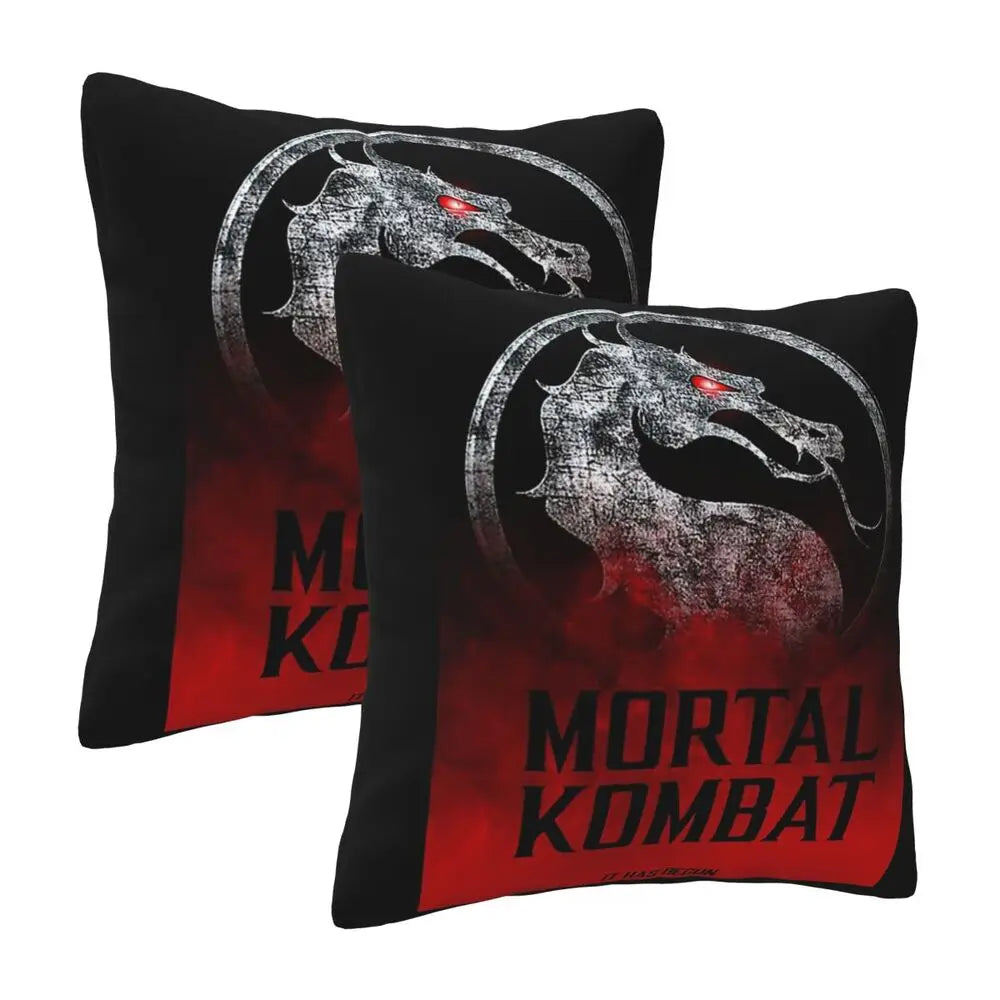 Mortal Kombat Logo 2 pcs Square Pillowcase Pillow Cover Cushion Decor Comfort Throw Pillow for Home Living Room