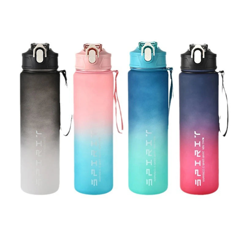 800ml/28oz Large Capacity Sports Water Bottle Leak Proof Colorful Plastic Cup Drinking Outdoor Travel Portable Gym Fitness Jugs