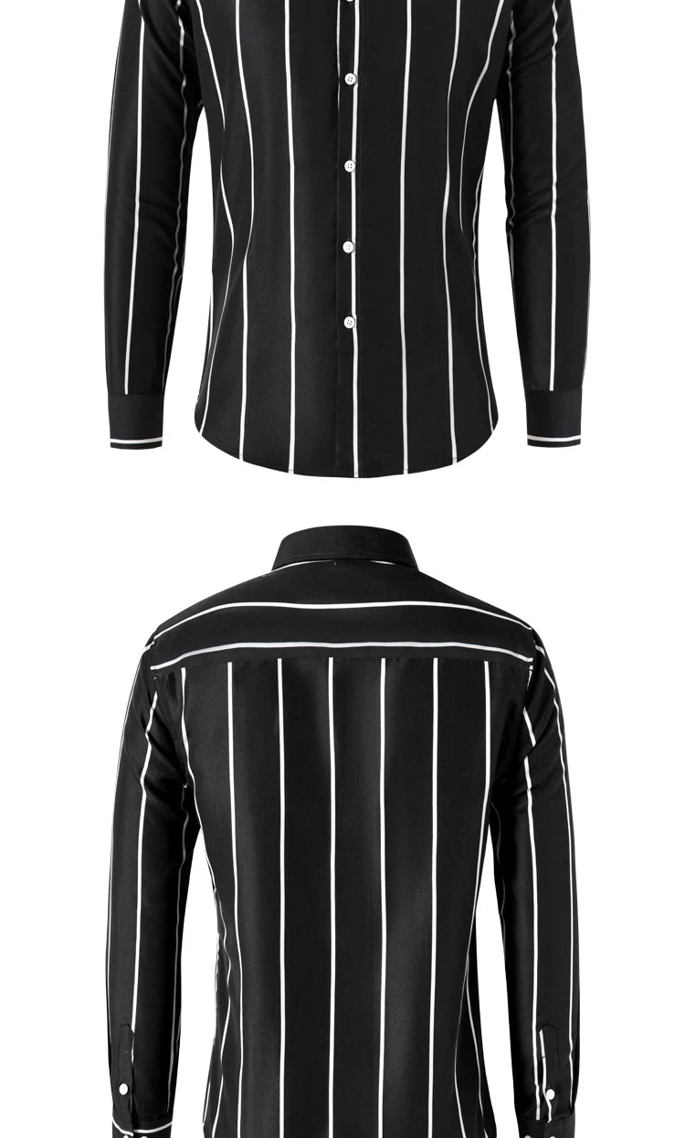 New Fashion Men's Striped Shirt Business Casual Long Sleeve Shirt Korean Style Slim Men's Shirt