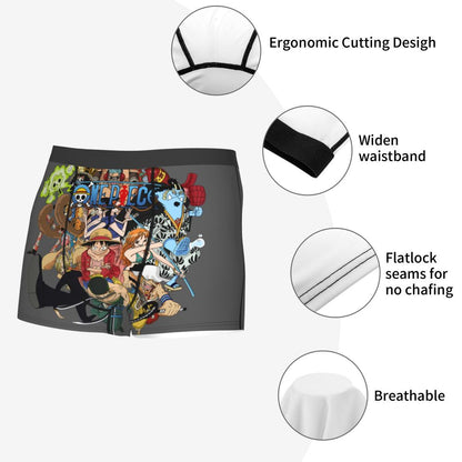 Best One Collage Collection Poster Man's Boxer Briefs Luffy Highly Breathable Underpants Top Quality Print Shorts Birthday Gifts