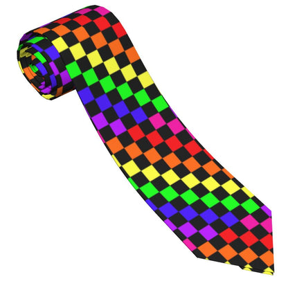 Black And White Checkerboard Pattern Ties Men Formal Silk Geometric Tartan Necktie for Office