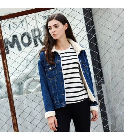 2023 Autumn Winter Denim Coats Women's Thicke Cowboy Jacket Loose Jeans Streetwear Outerwear for Women