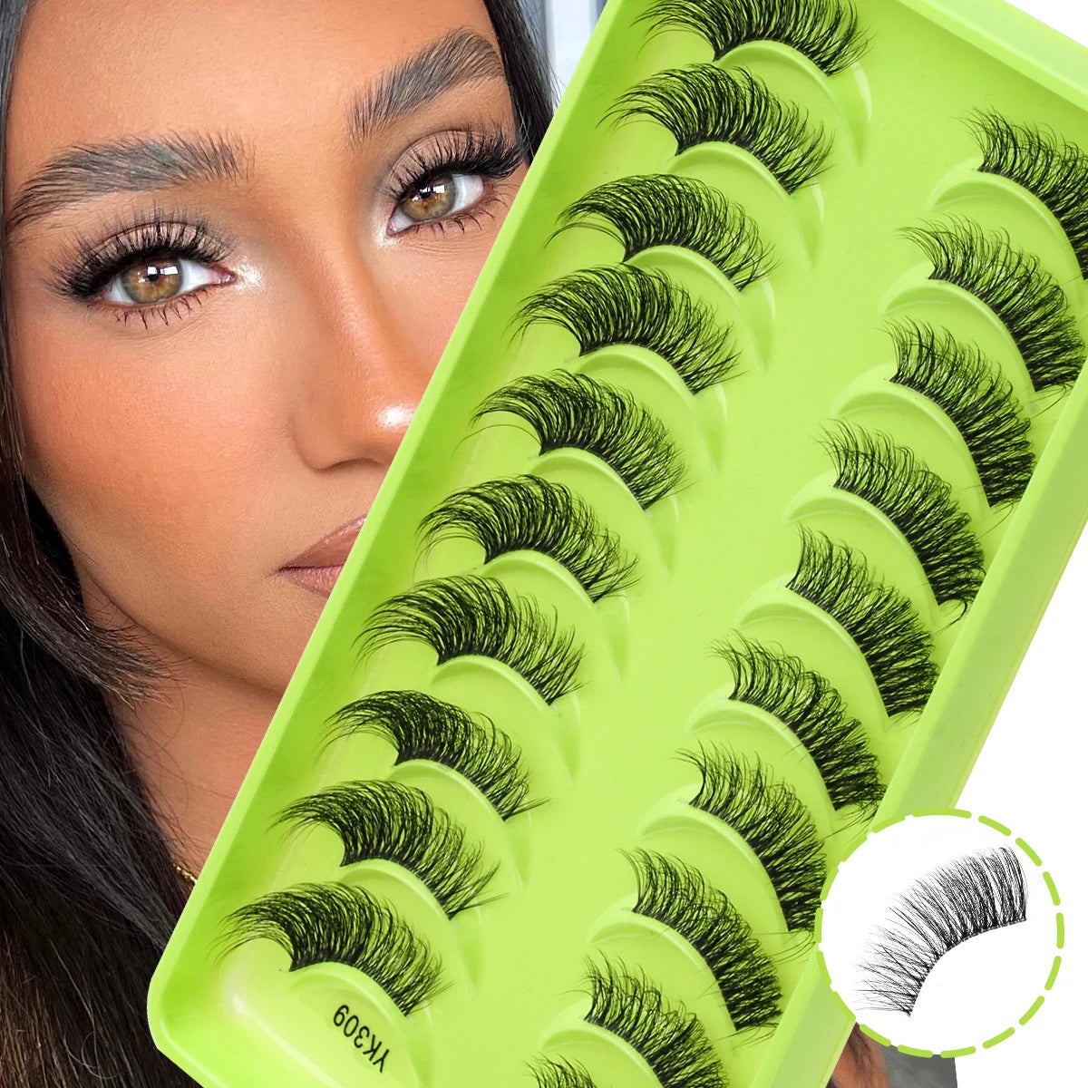 YSDO 3/10 Pairs Cat Eye Lash Wispy Half Lashes Natural False Eyelashes Extensions Fluffy Volume 3D Mink Lashes Makeup Faux Cils