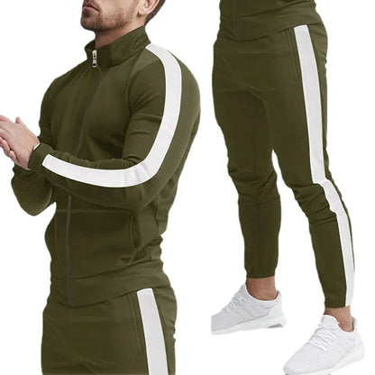 cross-border Europe, America, autumn and winter new casual men's sports suit color matching men's clothing