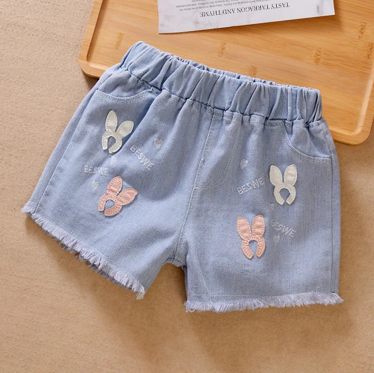 New Girls Denim Shorts Summer Kids Girl Hot Pants Clothing Baby Casual Jean Shorts 4 6 8 10 12 14 Year