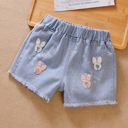 New Girls Denim Shorts Summer Kids Girl Hot Pants Clothing Baby Casual Jean Shorts 4 6 8 10 12 14 Year