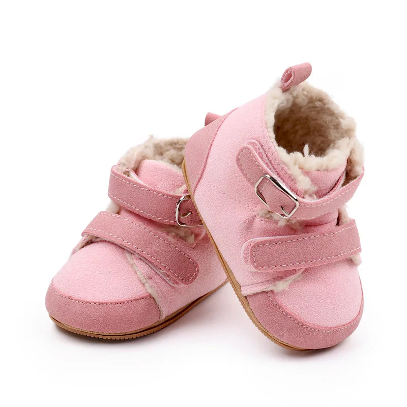 Winter Baby Shoes Boys Girls High-top Snow Boots Warm Plush Infant Toddler First Walkers 0-18 Months