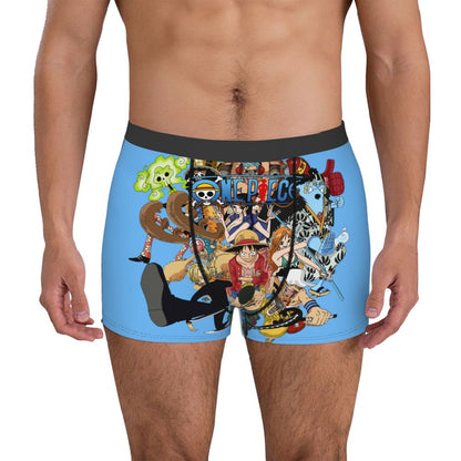 Best One Collage Collection Poster Man's Boxer Briefs Luffy Highly Breathable Underpants Top Quality Print Shorts Birthday Gifts