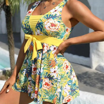 New Tropical Print Knot Front Swimwear Women One Piece Swimsuit Women Dress Bathers Bathing Swimming Swim Suit Beachwear