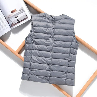 2024 New Spring Autumn Fashionable Outerwear Warm Vests Light Down Women Waistcoat Portable Warm Sleeveless Liner Casual