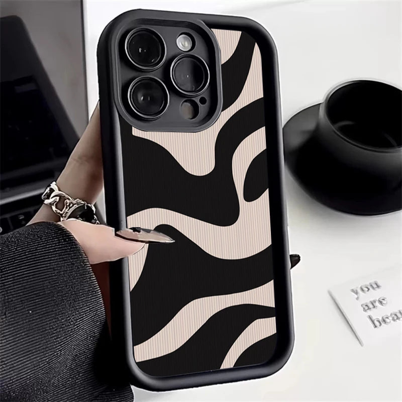 Fashion Zebra Stripe Lattice Pattern Silicone Case For Xiaomi Redmi Note 13 12 Pro Plus 5G 12S 11S 11 10S 10 Redmi 13C 12 Cover