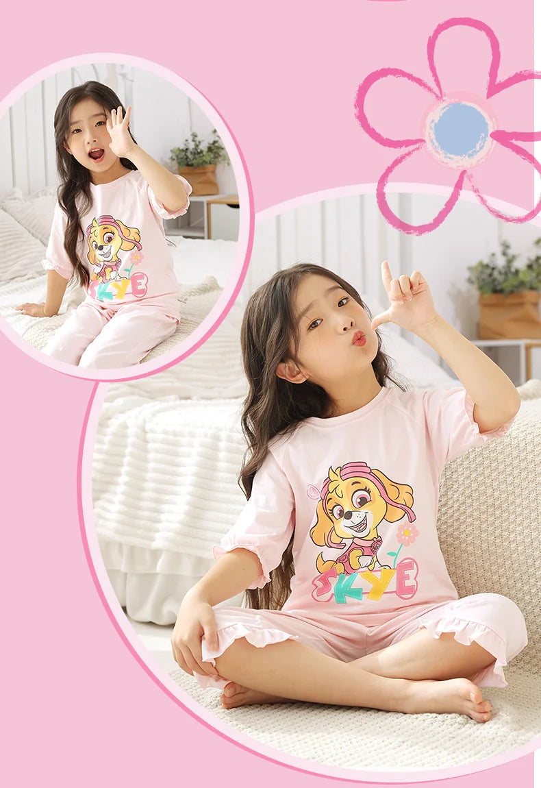 Genuine Paw Patrol Skye Chase Thin Children's Pajamas Sets Spring Summer Cartoon Students Tops Pants Kids Boys girls Sleepwear