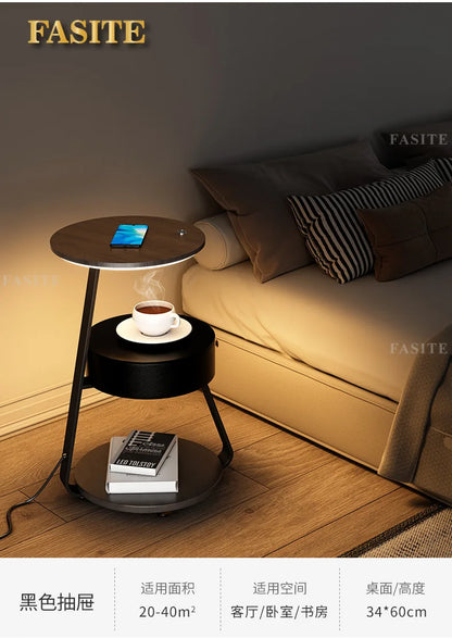 Creative Bedroom Floor Lamp Sofa Side Bedside Table Integrated Wireless Charging Living Room Shelf Coffee Table Lamp Design