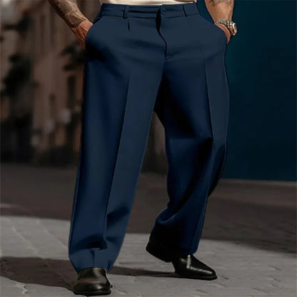 Men's Stand Pocket Formal Wide Leg Pants Men Elegant Party Wedding Trouser Plus Size Mens Fashion Triple Buttons Suit Pants