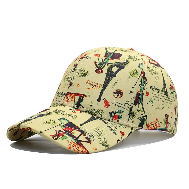 New Print Flower Baseball Caps for Men and Women Summer Sun Hat Visor Cap Adjustable Bonne Hats Gorras