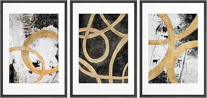 Framed Canvas Print Wall Art Set Duotone Minimal Dark Brush Stroke Landscape Abstract Shapes Illustrations Modern Art Boho