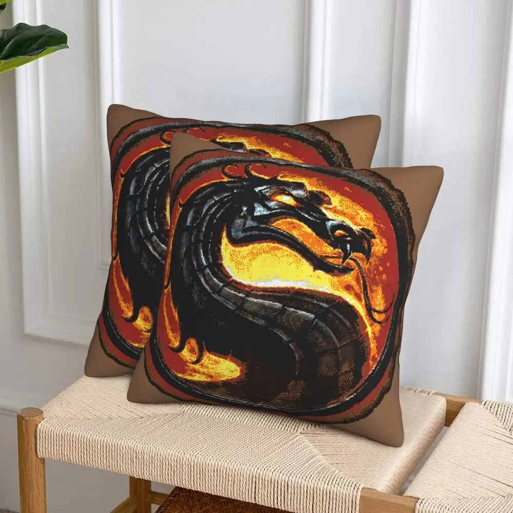 Mortal Kombat Logo 2 pcs Square Pillowcase Pillow Cover Cushion Decor Comfort Throw Pillow for Home Living Room