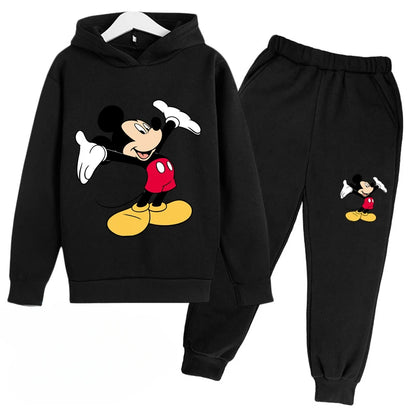 Mickey Anime Cartoon Printing Long Sleeve Pullovers Hoodie Pants Set Children Sportswear Boys And Girls Autumn Spring Streetwear