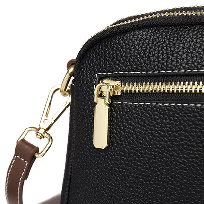 Luxury Designer Messenger Bag High Quality Genuine Leather Women's Solid Color Shoulder Bag Button decoration Cross Body Package