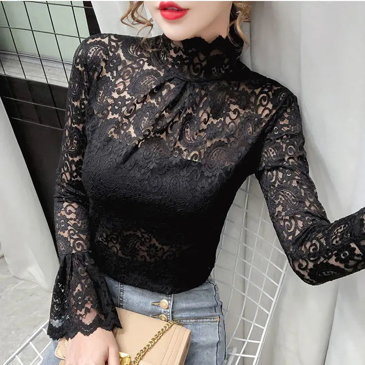 Autumn and Winter Velvet Turtleneck Bottoming Shirt Women's Thickened  Long-sleeved T-shirt Sexy Shirring Top T745